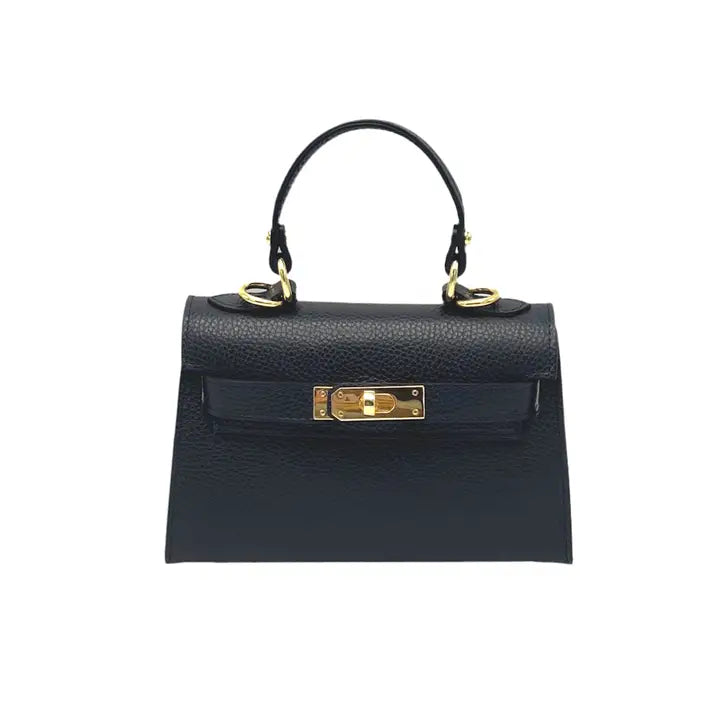 Leather Crossbody W/ Top Handle Purse- Italy