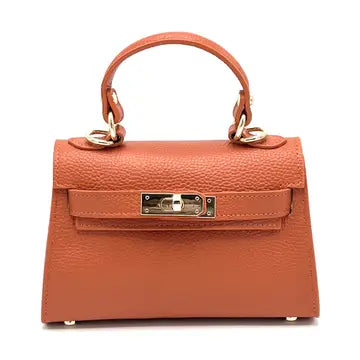 Leather Crossbody W/ Top Handle Purse- Italy