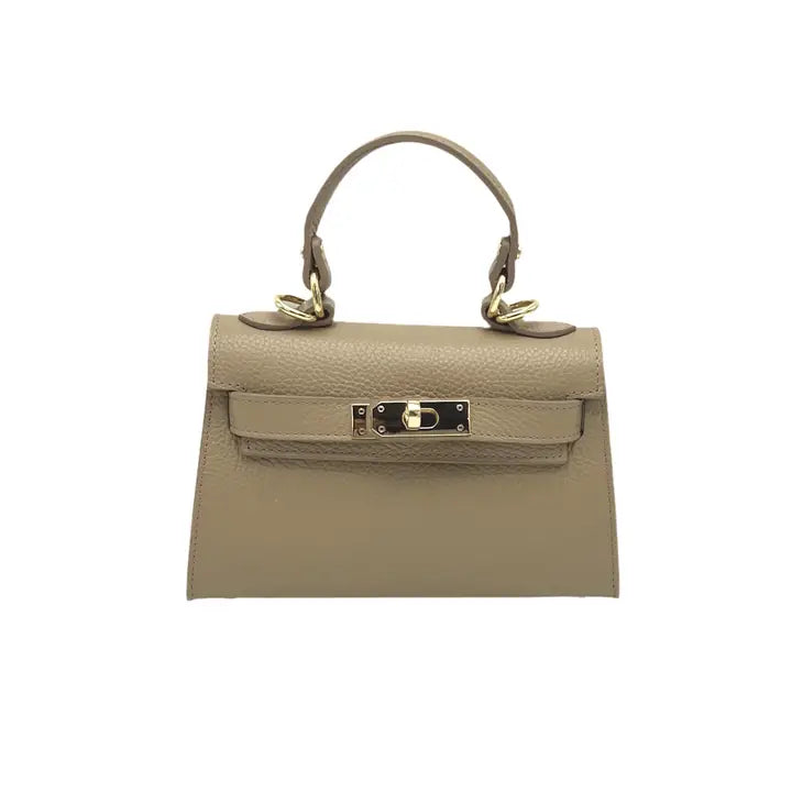 Leather Crossbody W/ Top Handle Purse- Italy