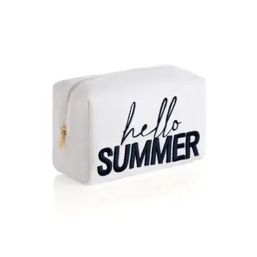 "Hello Summer" Cotton Terry Zip Pouch